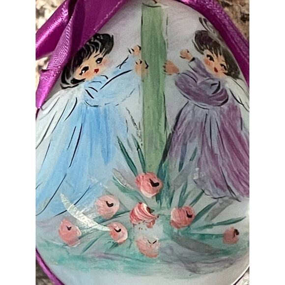 Hand Painted Egg with Angels - Vintage - Picture 3 of 4